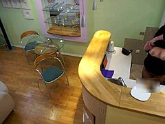 Young redhead Candy Red gets bent over in kitchen by her old step dad for taboo fucking.