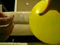 Is Sophie teasing her wet pussy with balloons in the living room and bathroom?