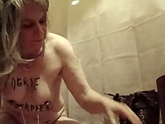 european milf slave licks boots in humiliation