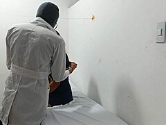 kinky doctor masturbating his huge cock in the office while dominating young 18+ student neighbor