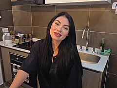 My husband returns tired, I cheer him with deepthroat blowjob - Alejandra Palacios