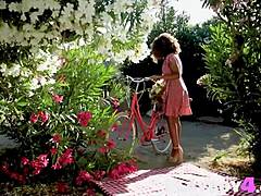 Curly Black Teen 18+ Jenna Foxx Strips and Poses with Big Tits During Picnic