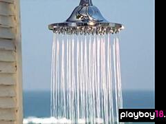 Big Boobed Babe Pilar Lastra Strips and Showers Naked