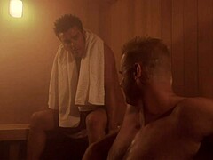 Hot sex with shapely lassie featuring blowjob, cunilingus, kissing, moaning, and fucking in sauna after gym training.