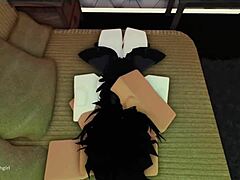 Cute moth girl gets roughly throat fucked in Roblox!