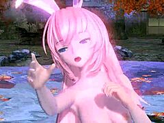i'm megurine luka in single red leaf project diva nude mod, fully nude
