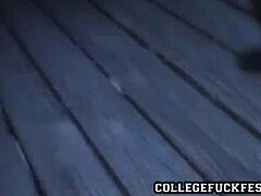 Teen Brunette Babe Teased in Missionary at Party, Petite Pussy Fucked Hard with Cumshot