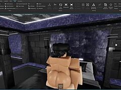 Big tits slut gets rough ass fucked bent over by shemale femboy on Roblox with tits bouncing.