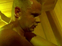 Hot sex with shapely lassie featuring blowjob, cunilingus, kissing, moaning, and fucking in sauna after gym training.