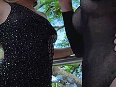 I'm fucking my blonde friend hard on the balcony.