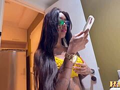 Tattooed Brazilian Teen Slut Comes To Collect Debt And Gets Bareback Fucked Hard