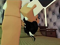 Cute moth girl gets roughly throat fucked in Roblox!