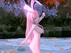 i'm megurine luka in single red leaf project diva nude mod, fully nude