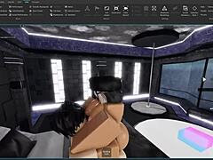 Big tits slut gets rough ass fucked bent over by shemale femboy on Roblox with tits bouncing.