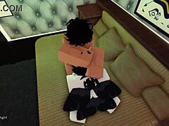 Cute moth girl gets roughly throat fucked in Roblox!