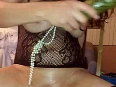 Velvet Rain masterbates and gets fucked with huge toys, squirting intensely.