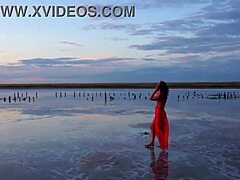 Walk On Red Sunset Of Elton Salt Lake