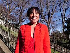 Bianca Belle, 27-year-old Kabyle, flashes small tits in French exhibitionist memory