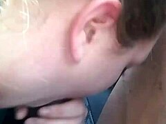 Sloppy outdoor blowjob in public, pure raw action