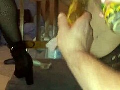 Velvet Rain masterbates and gets fucked with huge toys, squirting intensely.