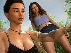 Hot babes in lingerie tease with shaved pussies close-up.