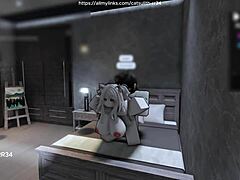 I was quietly fuckin a fan on the bed, ridin him cowgirl style