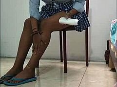 Hey, sexy werita uses huge dildo in garage lingerie solo