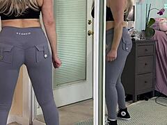 Sexy milf tries on gym workout clothes in sfw haul by tabithaxxx