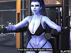 Widowmaker getting savagely fucked with subtitles in spanish