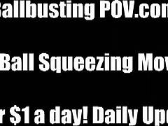 سأسحق كراتك بحذائي الحاد في هذا العقاب النسائي