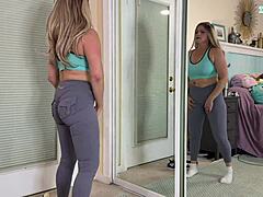 Sexy milf tries on gym workout clothes in sfw haul by tabithaxxx