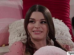 Three horny shemales dive into bareback anal on the bed 😈🍆.