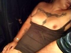 Mexican amateur tattooed whore gets horny and sexy with public pussy action in uber