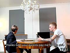 This tutor in stockings gets penetrated fast by her student right at home