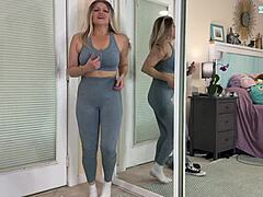 Sexy milf tries on gym workout clothes in sfw haul by tabithaxxx