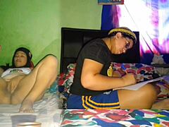 Intense masturbation of big pussy while stepsister studies university tasks