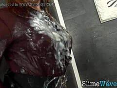 Busty European Takes Intense Bukkake Facial