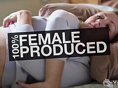 Leah yanks her small tits while masturbating to orgasm!