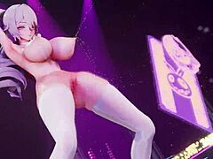 bitch knight dances energetically to music