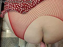 Horny neighbor fucks beautiful chubby redhead in her two tight holes for dressing slutty