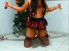 Bound slave gagged and sucking in christmas humiliation!