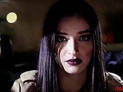 petite teen submits her body to two men in suits. what will they do to her small tits?