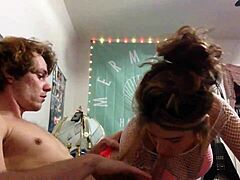 The brunette Italian gives a perfect blowjob before he bends her over