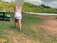 Wife flashes big tits on swing 😏