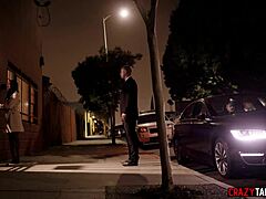 petite teen submits her body to two men in suits. what will they do to her small tits?