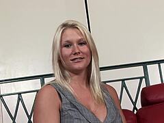 blondie with round huge boobs seducing you