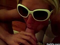 Hot blonde slut, are you draining my dick of jizz?