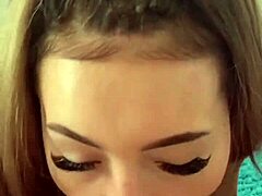 Petite Brunette Teen Rims and Deepthroats Leading to Messy Cum on Face