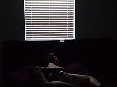 Big tit lesbian slut plays with shaved pussy and takes monster cock!