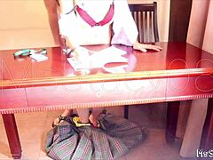 stepdad surprises petite filipina stepdaughter with intense moment while she does homework moaning softly